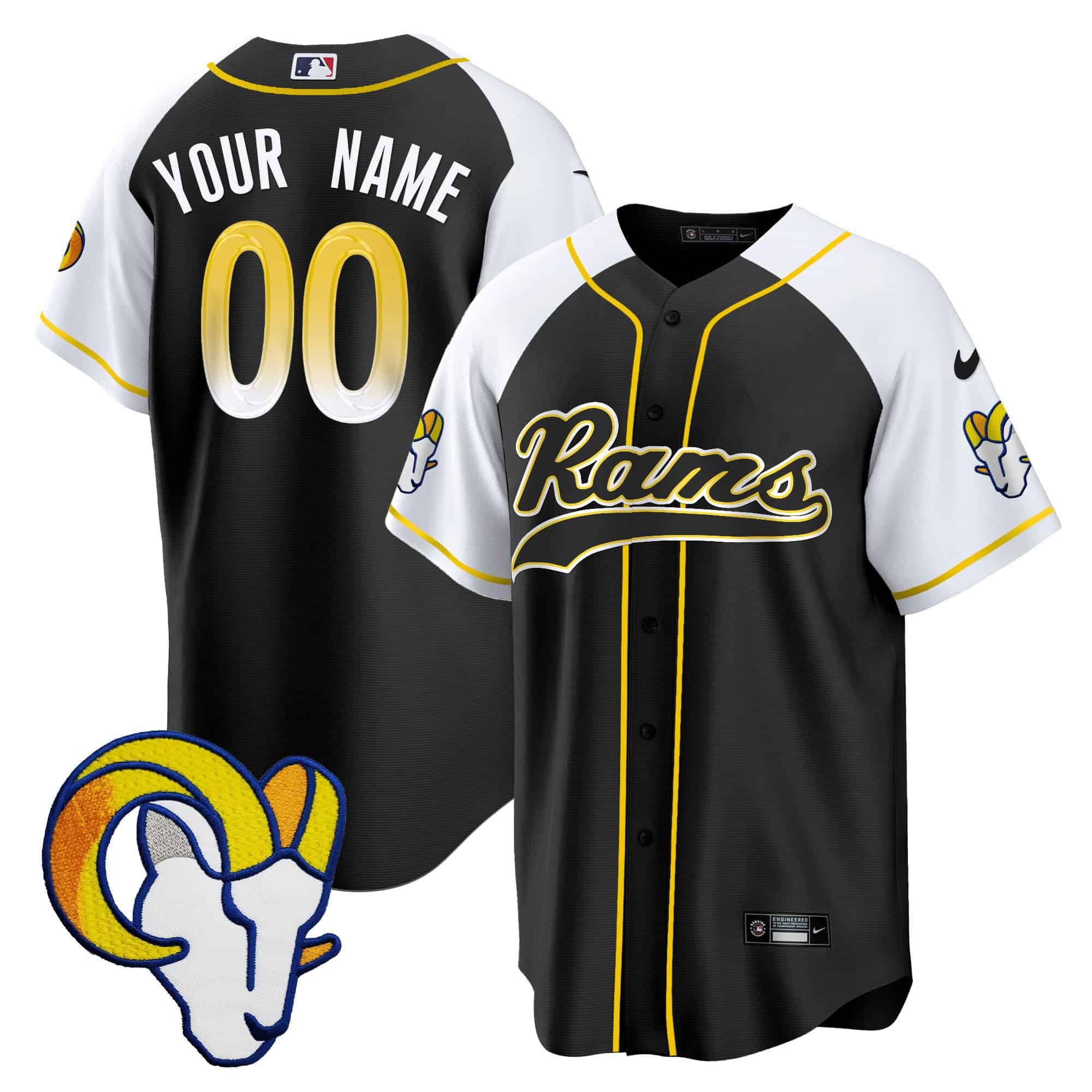 Men Los Angeles Rams Black 2024 Nike Baseball Custom NFL Jersey